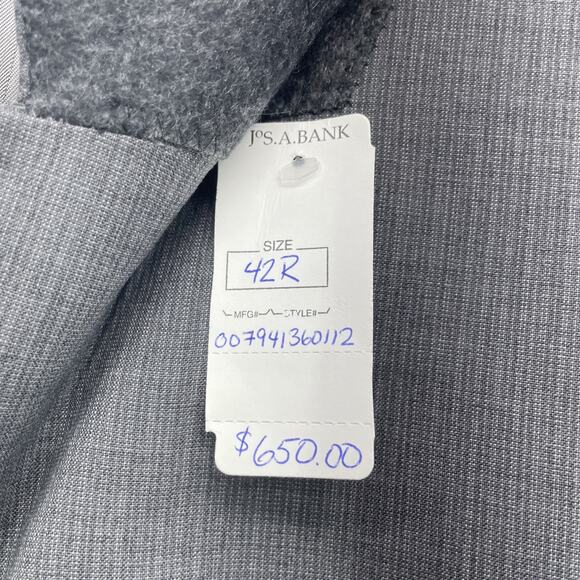 NEW Jos A Bank Mens 42R Gray 100% Wool Blazer Sport Coat Business Casual Suit - Picture 9 of 10